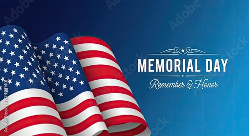 Honoring heroes a patriotic memorial day background with american flags and festive typography