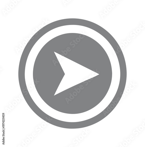 Free Download Minimalist cursor arrow icon in gray circle, modern navigation pointer vector, flat web interface button for digital apps and software menus - GFXLoad