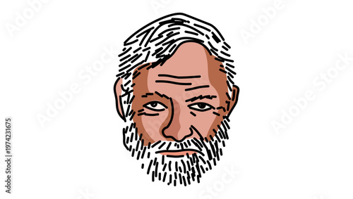 Ernest Hemingway portrait, flat vector illustration