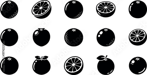 Black and white citrus fruit oranges