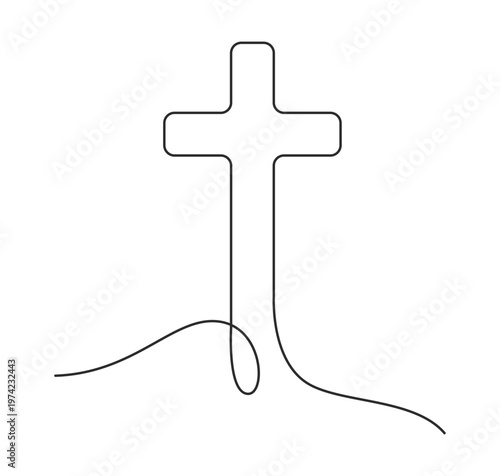 Christian Religious Cross in linear style, Easter, Holy Spirit
