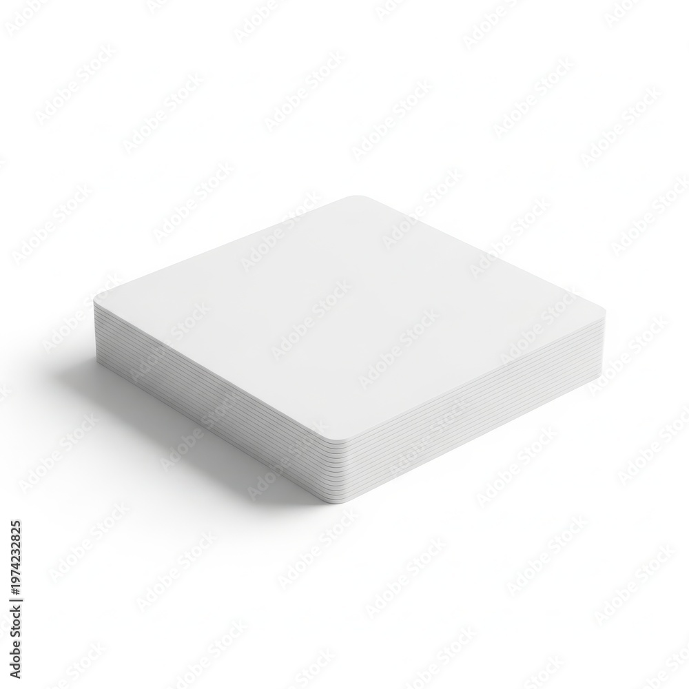 Fototapeta premium Stack of neatly arranged white paper sheets placed on a plain background