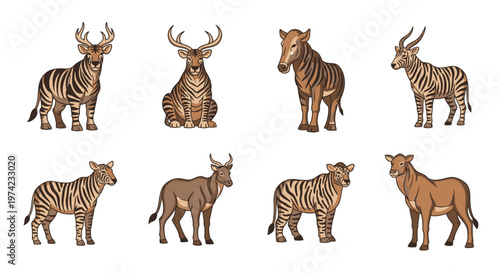 Zebras and antelopes standing together.