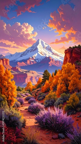 A serene mountain landscape with vibrant autumn foliage (2)