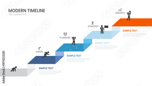 4 Steps Business Infographic Template for Process Presentation and Strategy Planning Vector Illustration.