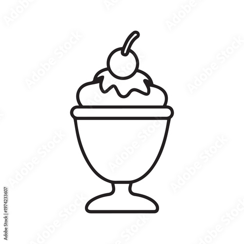 ice cream sundae icon line art vector illustration on transparent background
