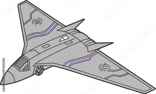 Unmanned combat drone pair with delta wings, isometric military aircraft for defense and surveillance, no background.