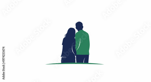 Affectionate couple silhouette standing together in loving embrace