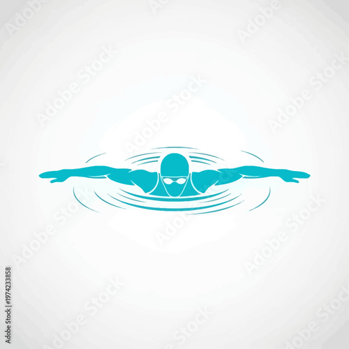 Blue swimmer silhouette in water with ripples