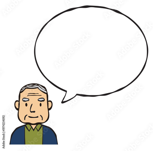 Speech bubble: Person, man, elderly, family, old person
フキダシ　人物・男性・年配・家族・老人