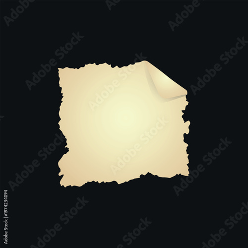 Vintage Torn and Curled Edge Paper Scroll Vector Element for Messages