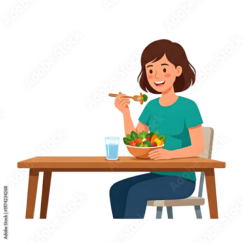 Eating fruits and vegetables for maintaining balanced nutrition and health.