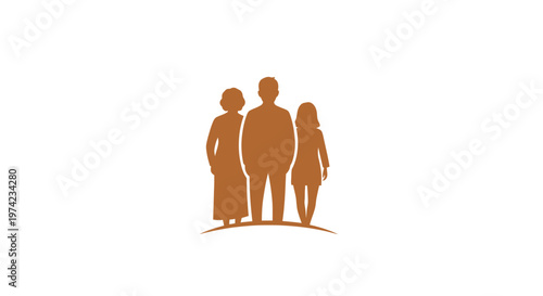 Family group silhouette standing together, multiple generations