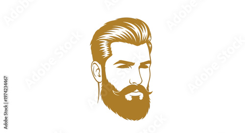 Handsome man head with stylish beard and classic hairstyle