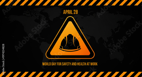 World Day for Safety and Health at Work Banner with Hard Hat