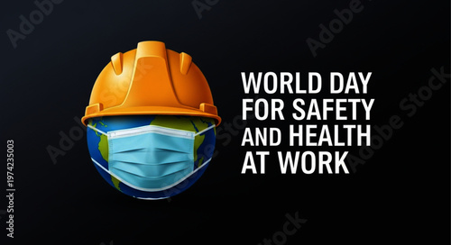 World Day for Safety and Health at Work Concept with Globe and Helmet