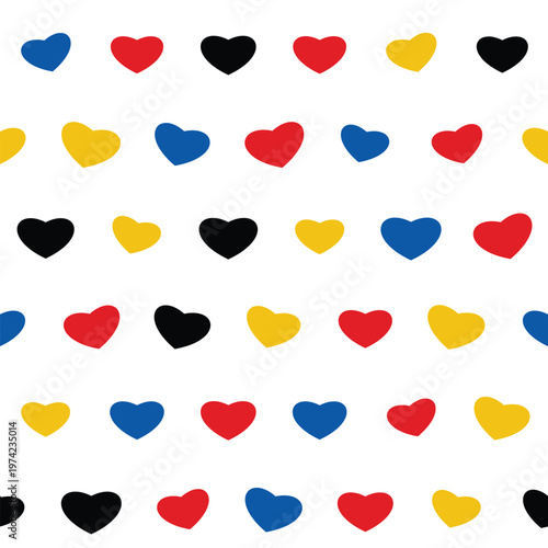 Seamless Vector Pattern with Colorful hearts on white Background