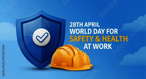World Day for Safety and Health at Work with Helmets and Shield