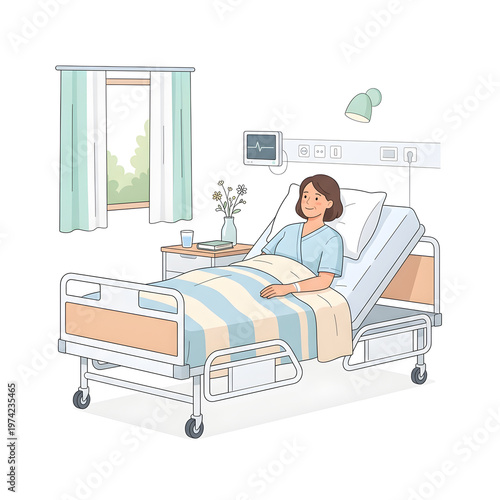 A patient resting in a hospital room receiving medical care and treatment.