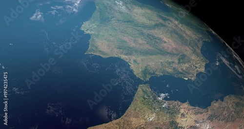 Gibraltar Strait in Iberian Peninsula in Earth Planet. Aerial View