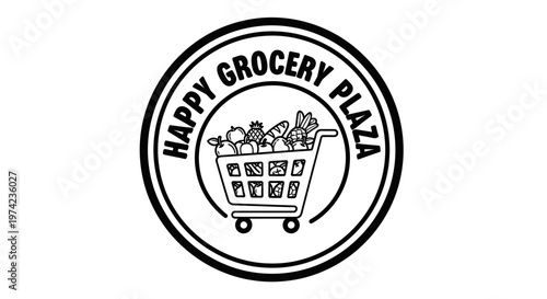 Black and white shopping cart logo.