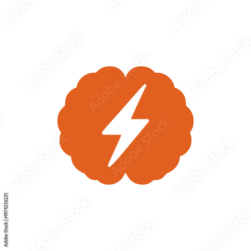 brain lightning spark creative idea company logo flat color vector illustration template design