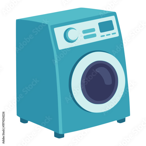 electronic washing machine home appliance flat color vector illustration template design