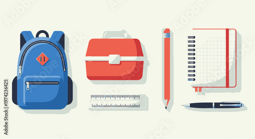 School supplies on a table top 10.