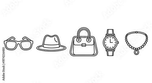 Accessories including watch and handbag.