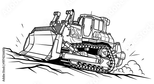 Bulldozer Heavy Construction Equipment Machine.