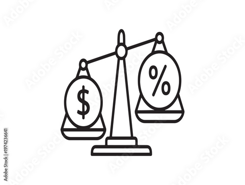 Balance of financial value and percentage a symbolic representation of economic equilibrium