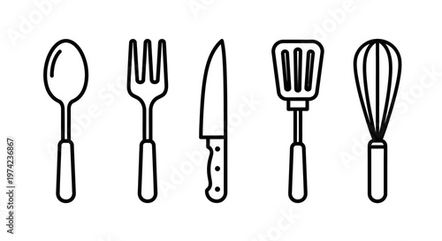 Kitchen Utensils Line Icons Set 2.