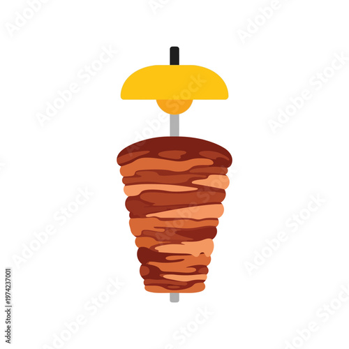 Shawarma Kebab Meat Skewer Vector Illustration Isolated on White Background