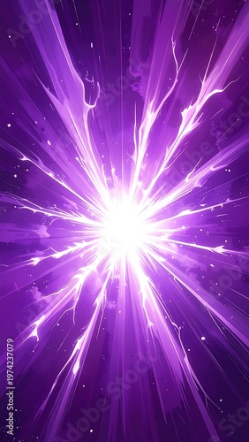 A vibrant purple light explosion with bright white center