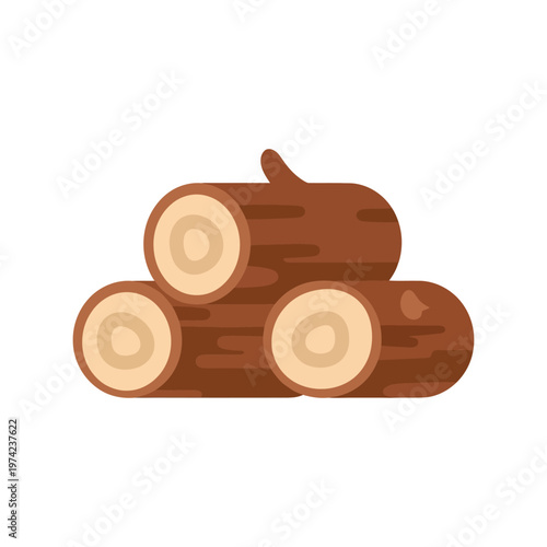 Stacked firewood logs vector illustration isolated on white background for lumber and wood design