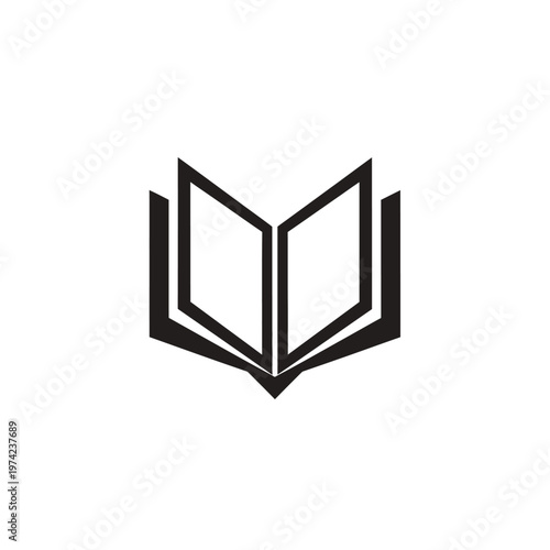Abstract open book symbol with black and white pages