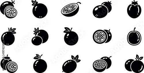 Black and white pomegranate fruit symbols food