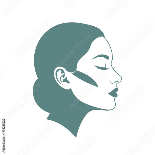 Elegant woman profile illustration with closed eyes and bun