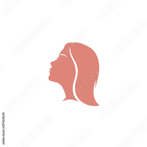 Elegant woman profile silhouette in minimalist flat design style