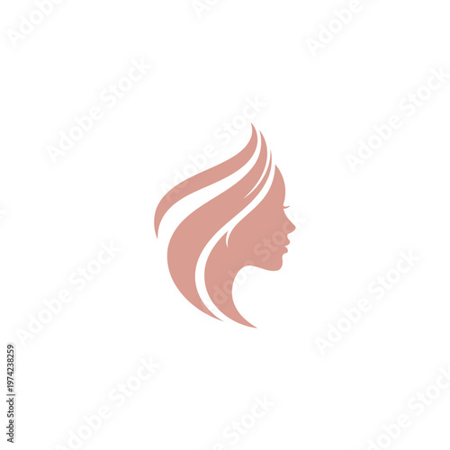 Elegant woman face silhouette with stylized hair in profile
