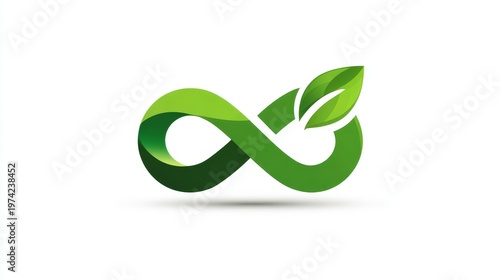 Green infinity symbol, sustainable eco logo vector illustration 