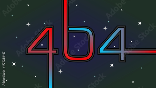 Error 404 page with numbers and stars in space, concept for website problem