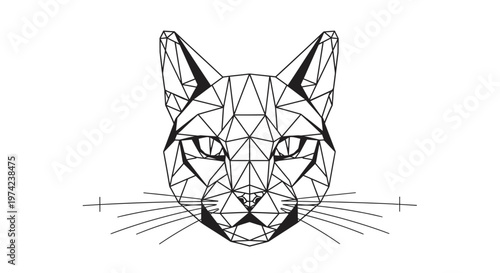 Geometric cat head illustration in minimalist polygonal style
