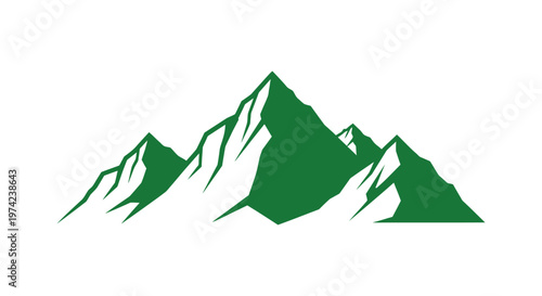 Green mountain peaks minimalist graphic vector illustration on white