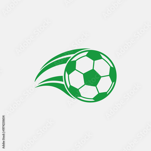 Green soccer ball flying with speed lines icon