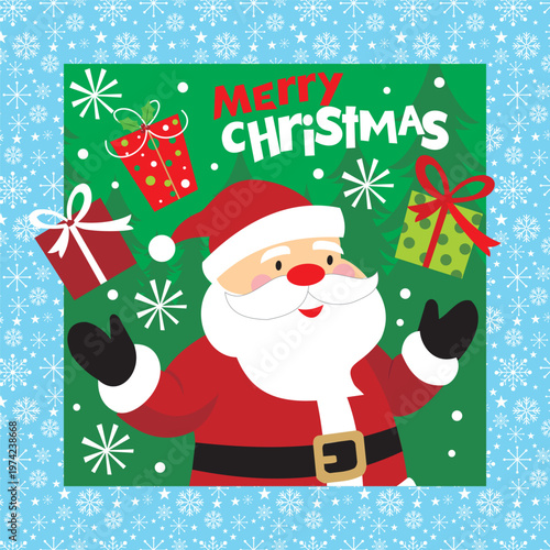 Merry Christmas Santa Claus with Gifts Illustration