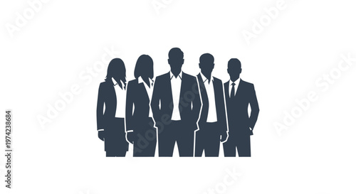 Group of diverse business people silhouettes standing together