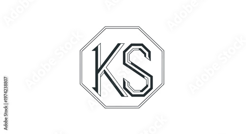 KS monogram logo in elegant octagonal frame design