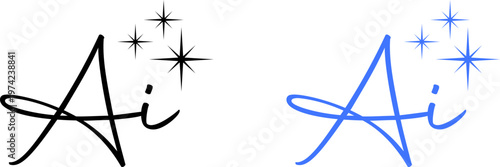 Elegant Cursive AI Script Logo with Blue and Black Color Variants