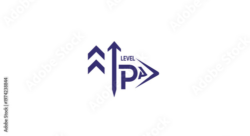 Level PA text logo with upward arrows and forward play symbol
